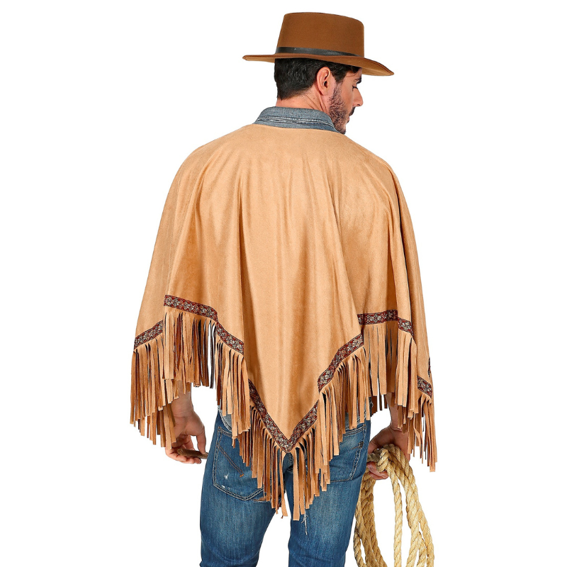 Poncho marron en daim pour adulte