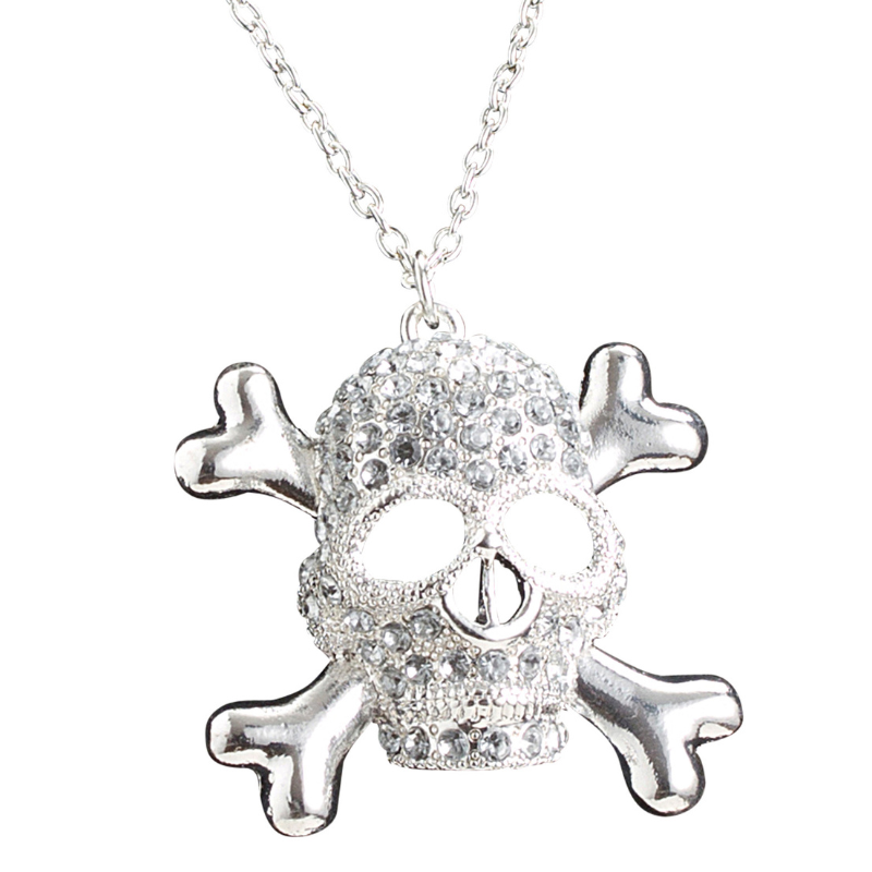 Collier tête de mort avec strass