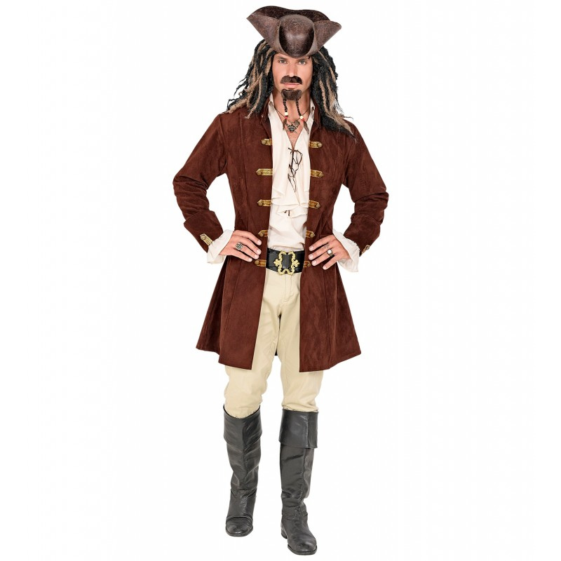 Manteau suédine brun de pirate pour homme
