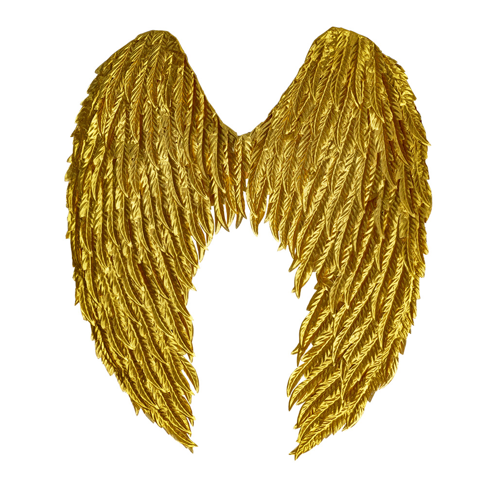Ailes d'ange en plumes glam or 50 x 55 cm