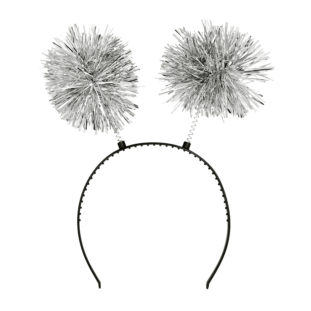 Serre-tête pompons argent métallisés