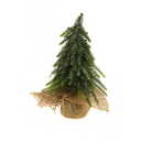 Mini sapin de Noël réalistique sac en jute 20 cm