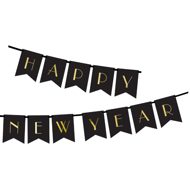 Guirlande Happy New Year Noire et Or