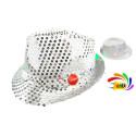 Chapeau sequin  clignotant 6 LED couleur aux choix 