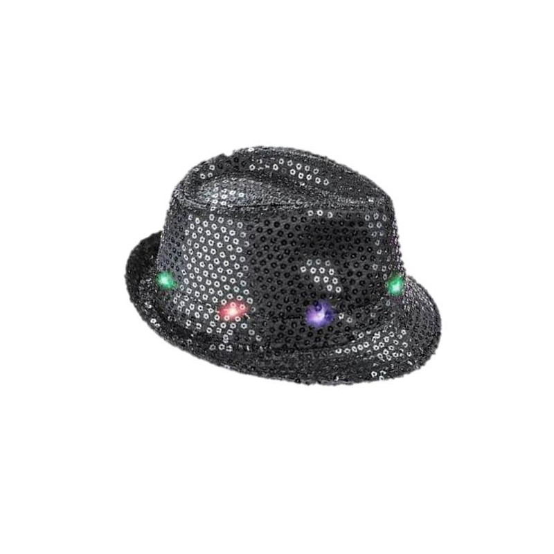 Chapeau sequin  clignotant 6 LED couleur aux choix 