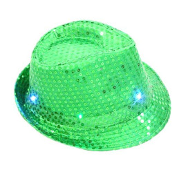 Chapeau sequin  clignotant 6 LED couleur aux choix 