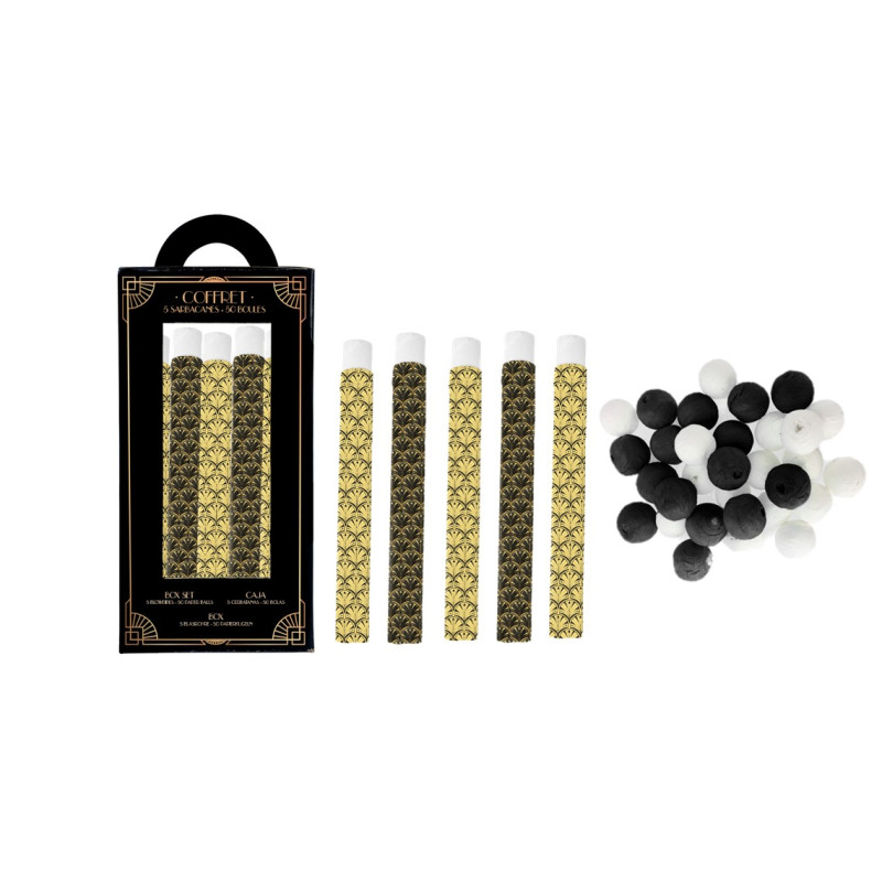 Boîte ART DECO NOIRE 5 sarbacanes + 50 Boules