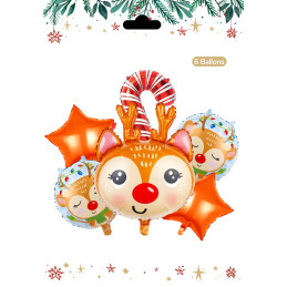 Bouquet de 6 ballons Renne de Noel 