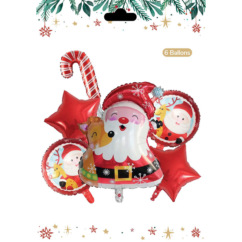 Bouquet de 6 ballons Père Noel 
