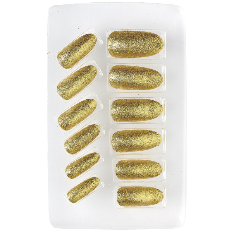 Faux-ongles paillettes or