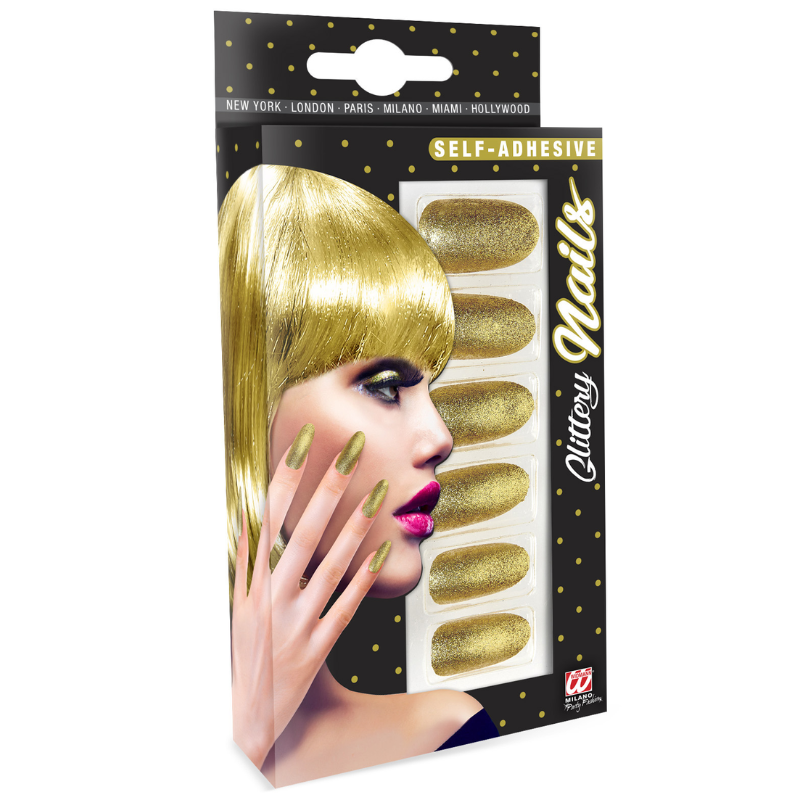 Faux-ongles paillettes or