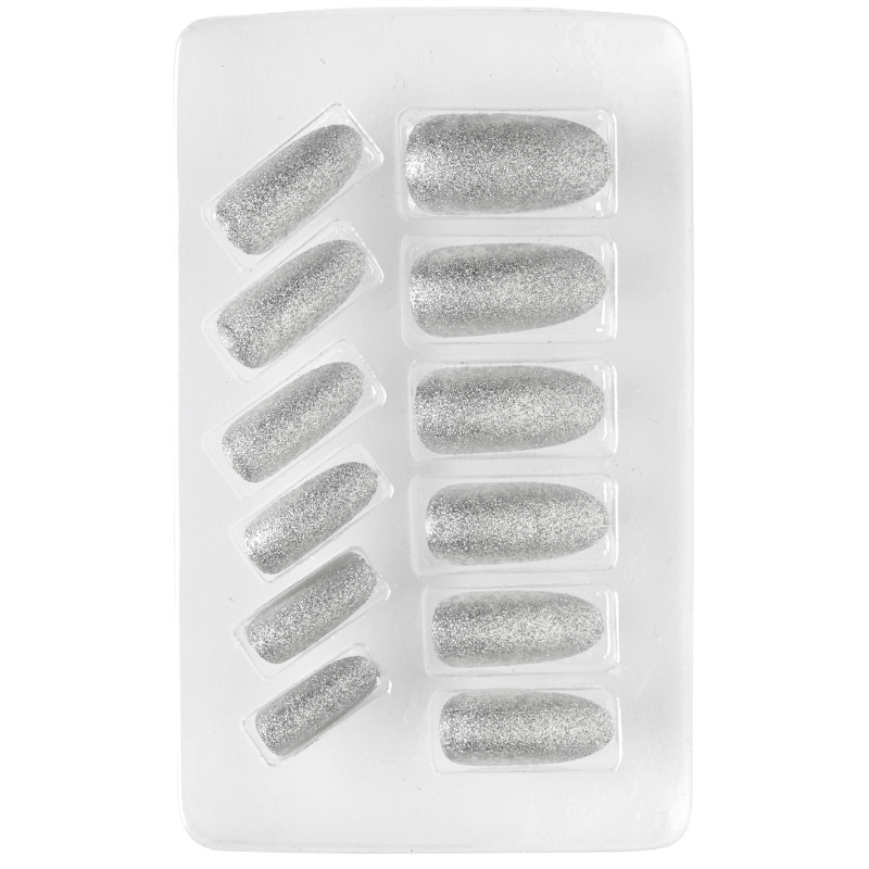 Faux-ongles paillettes argent