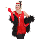 Bandeau rouge à paillettes rouge avec plumes et perles