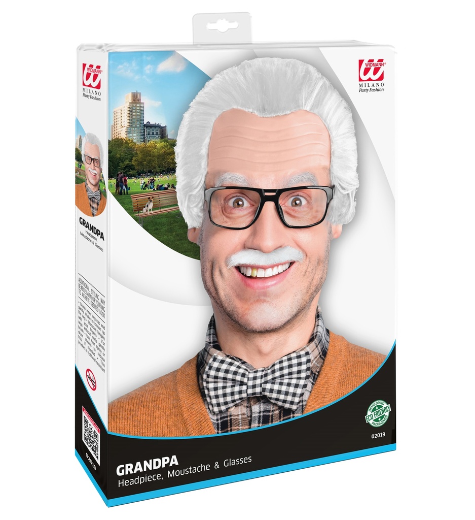 Coiffe de grand-père avec moustache et lunettes