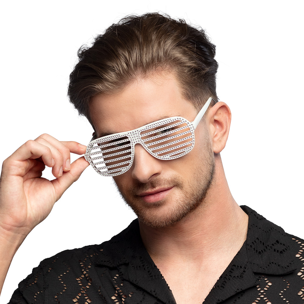 Lunettes barreaux blanc à strass