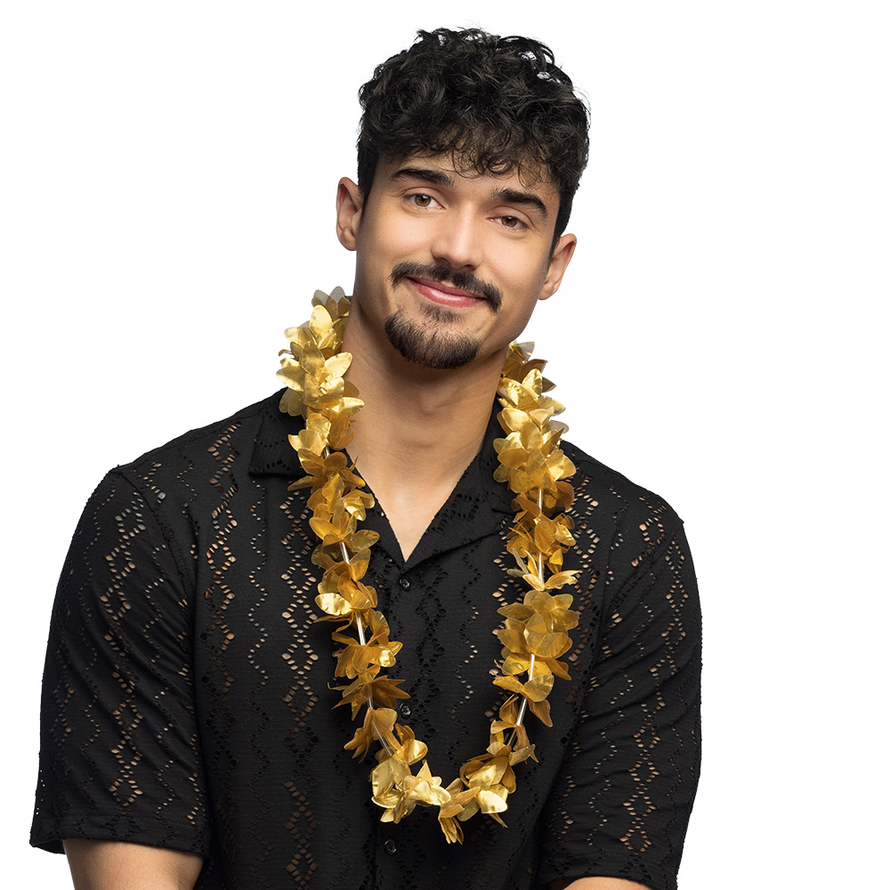 Collier hawaiien or métallisé