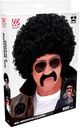 Perruque agent secré frisée noire avec moustache et lunettes
