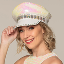 Casquette à sequins réversibles blanc/irisé