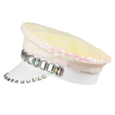 Casquette à sequins réversibles blanc/irisé