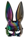 Demi-masque lapin irridescent noir