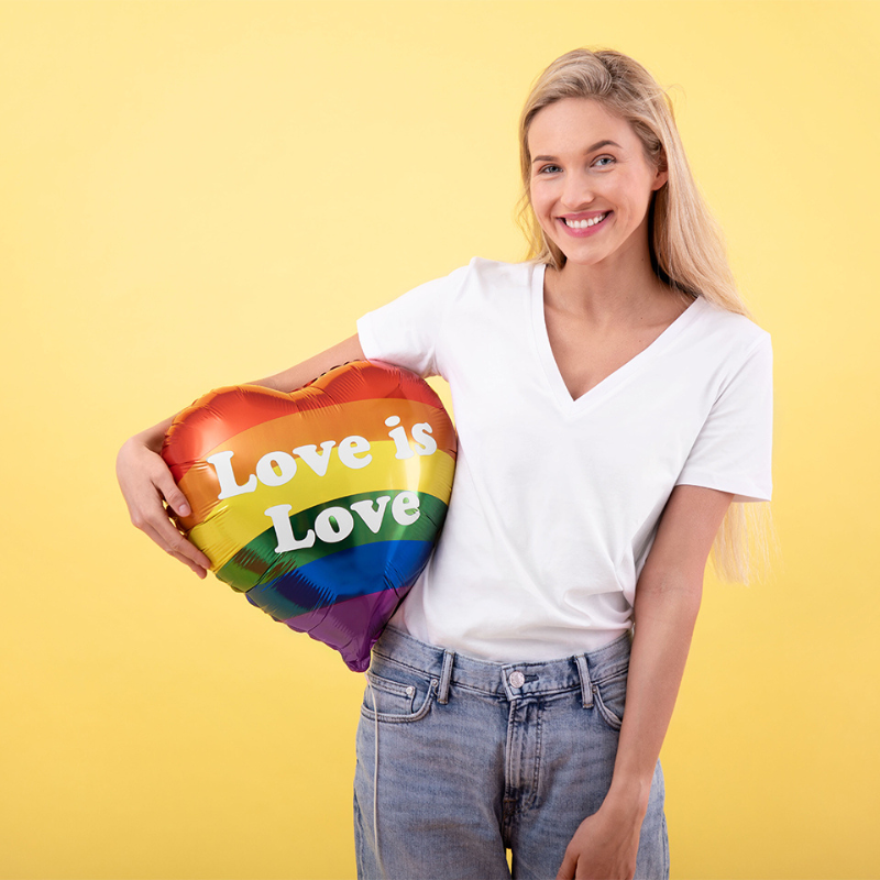 Ballon Alu Coeur Arc en Ciel "Love is Love" 35 cm
