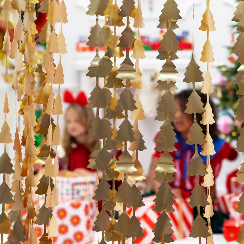 Rideau de sapins or mate - Noël