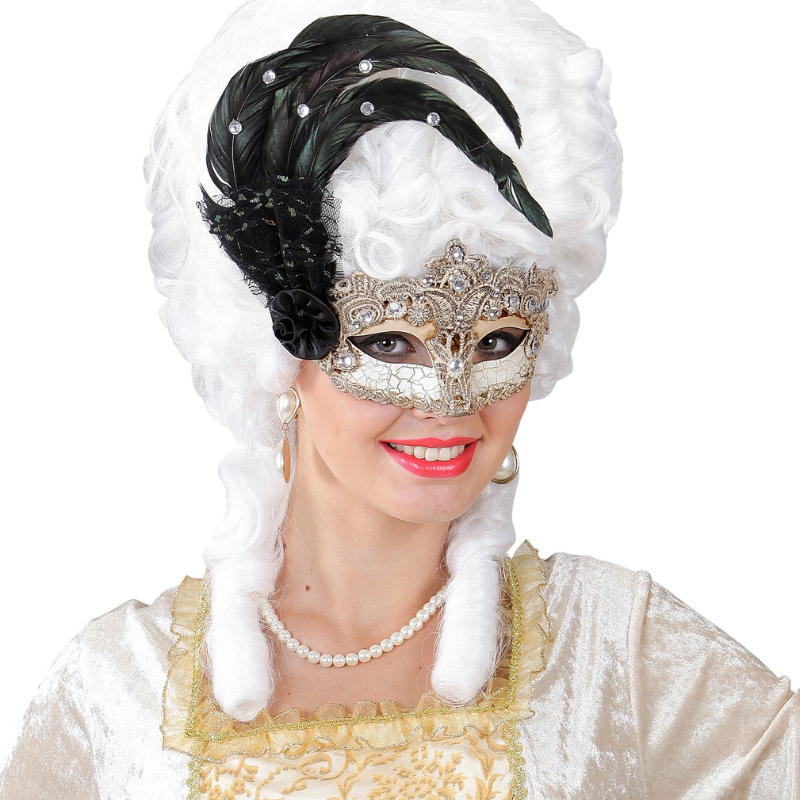Masque vénitien gala avec plumes et stass
