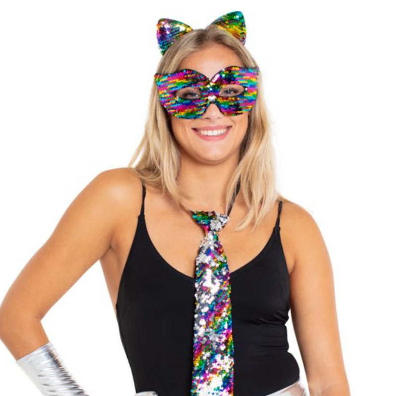 Masque à sequins réversibles multicolores