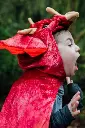 Déguisement Cape de dinosaure "Triceratops" rouge Deluxe 