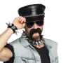 Set d'accessoires motard : casquette, bracelets, moustaches, lunettes police