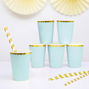 6 gobelets pastel menthe avec bordure dorée