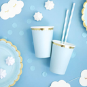 6 gobelets bleu pastel avec bordure dorée