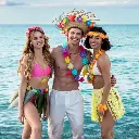 Chapeau Sammy en pailles et fleurs hawaiennes