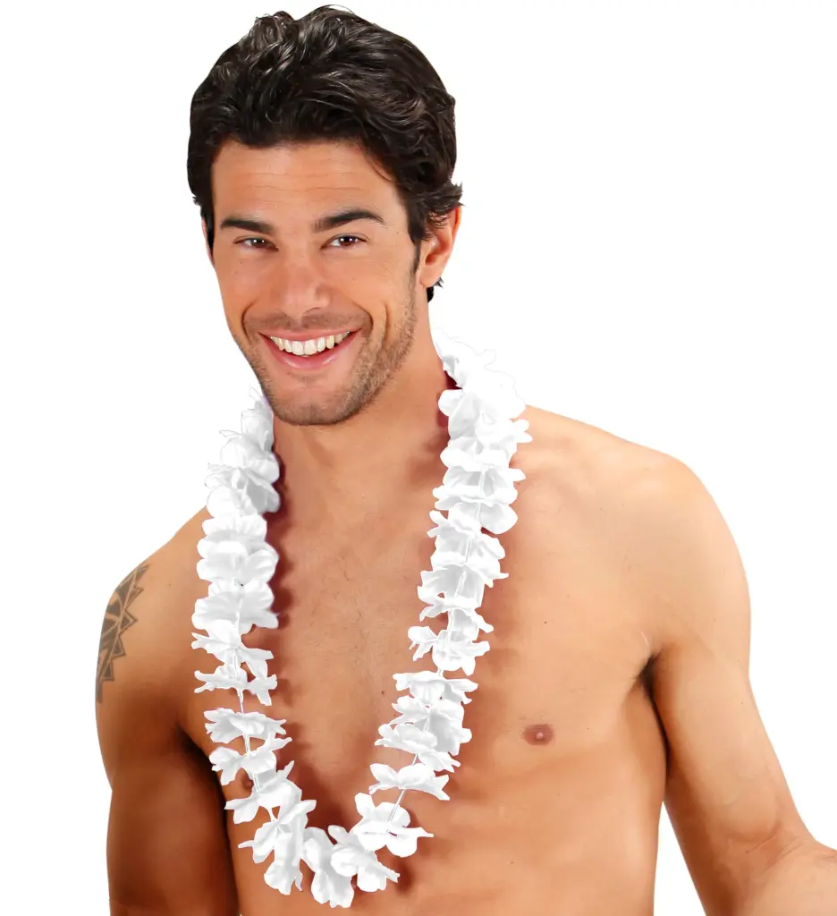 Collier Hawaiien en tissu Blanc
