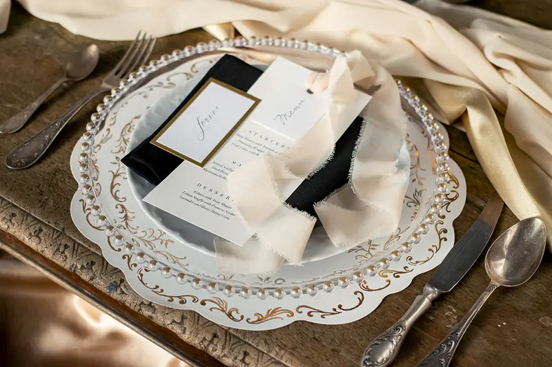 Sets de table avec Ornement doré, blanc, Ø 35,5 cm