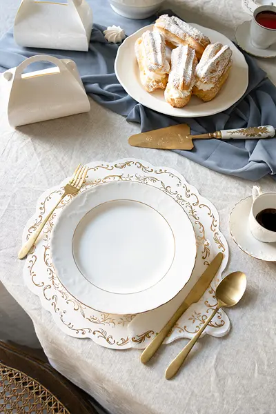 Sets de table avec Ornement doré, blanc, Ø 35,5 cm