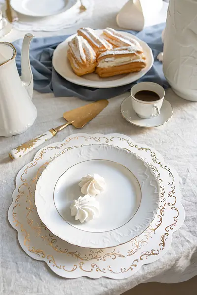 Sets de table avec Ornement doré, blanc, Ø 35,5 cm