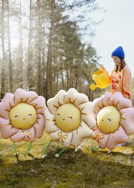 Ballon en aluminium Fleur, 104x104 cm, rose