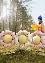 Ballon en aluminium Fleur, 104x104 cm, rose