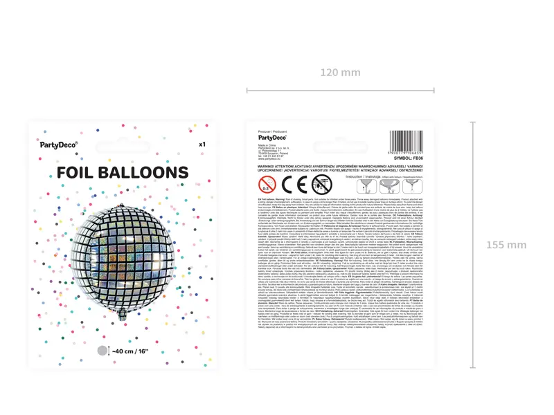 Ballon en aluminium boule à facette 40 cm