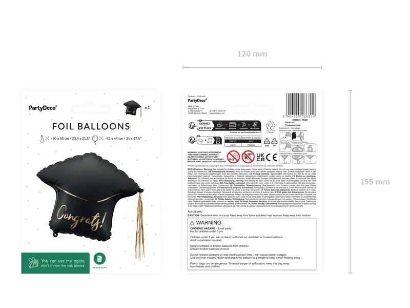Ballon en aluminium Chapeau ''Congrats!'', 60x55 cm, mix