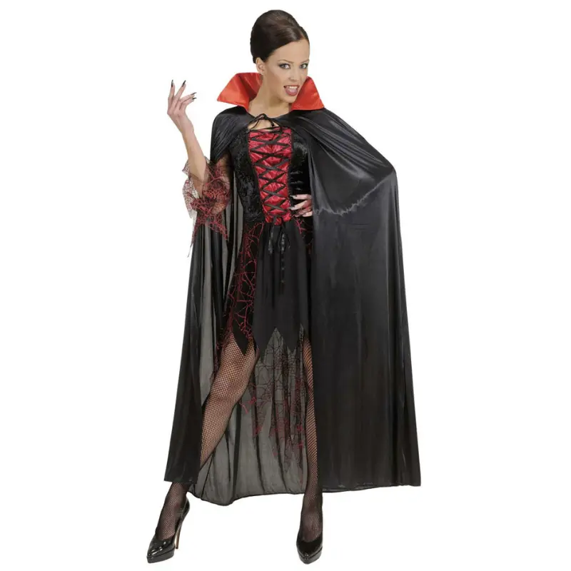 Cape de vampire rouge et noire satinée pour Halloween