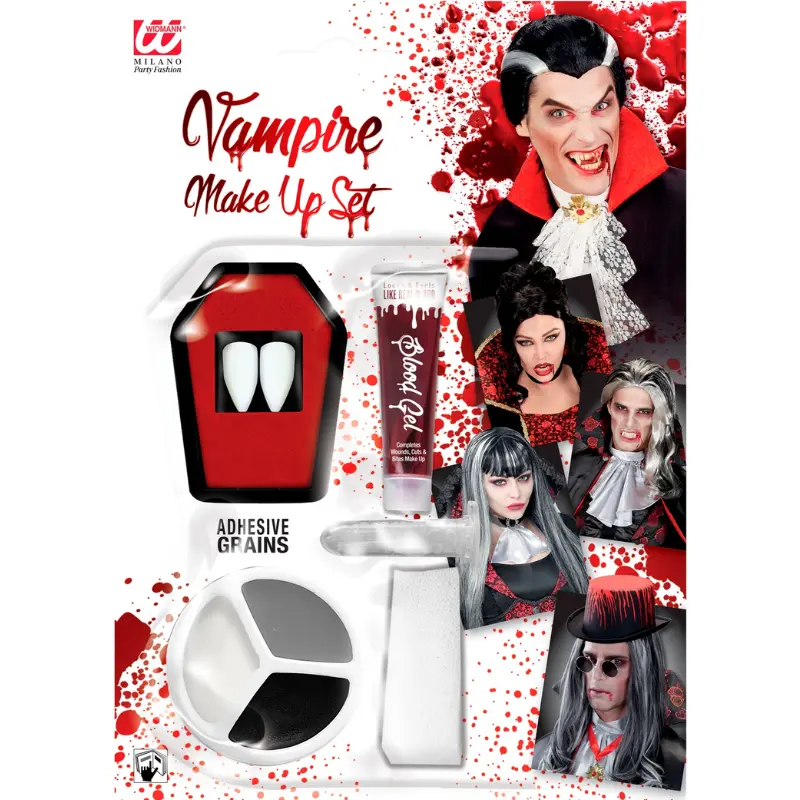 Set de maquillage comprenant des fausses dents, du faux sang et des couleurs pour le visage