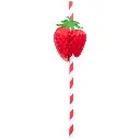 6 Pailles en papier fraise 20 cm