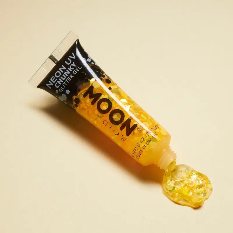 Tube gel pailleté jaune fluo UV 12 ml - Moon Glow
