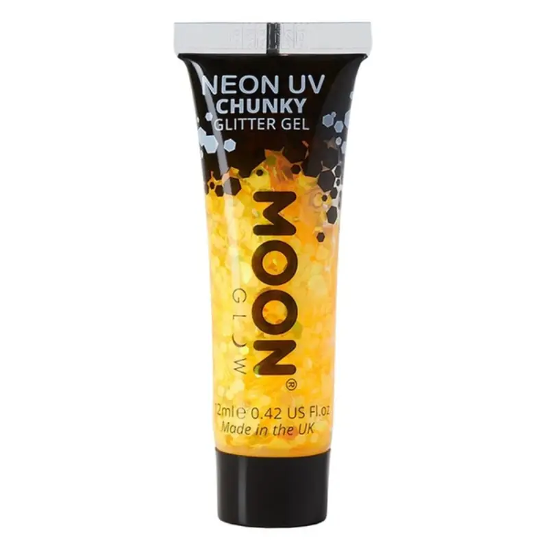 Tube gel pailleté jaune fluo UV 12 ml - Moon Glow