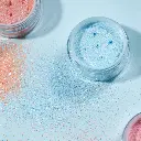 Paillettes fines bleues pastel en pot