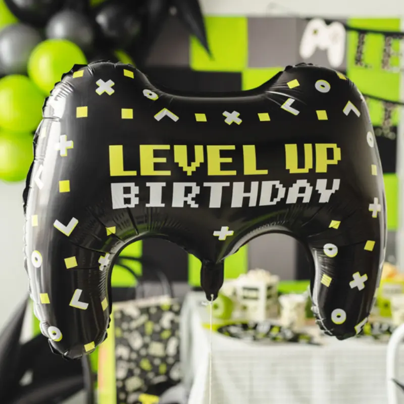 Ballon manette de jeux vidéo "Level up birthday"