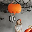 Ballon citrouille rayée 18" noir et blanc