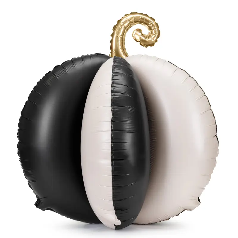 Ballon Citrouille 3D noir et blanc 58 cm